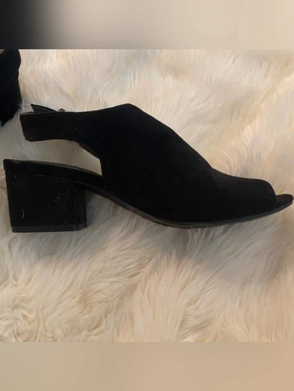 Life Stride Black Open Toe Slingback Heels